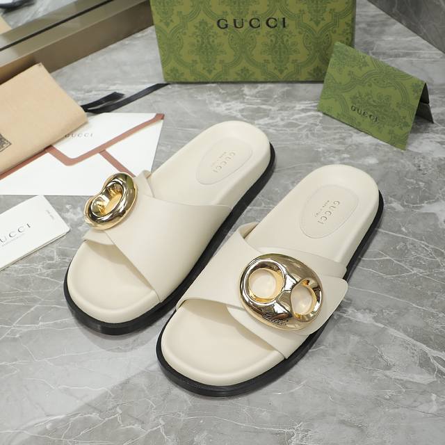 Gucci 古驰 2024年新款拖鞋 面料：牛皮 内里:羊皮 大底：意大利真皮大底 底高：3Cm 码数：36 42